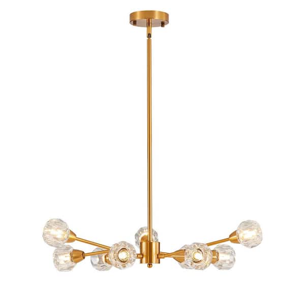27.6 in. Modern Gold Crystal Pendant, 9-Light Chandelier for Living Dining Room, Kitchen Island (Bulbs Not Included)
