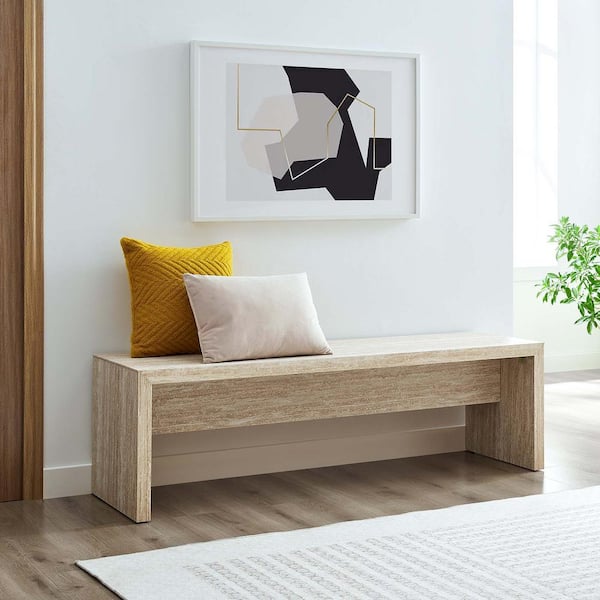 MODWAY Mirella Long Dining Bench Travertine 62 in.