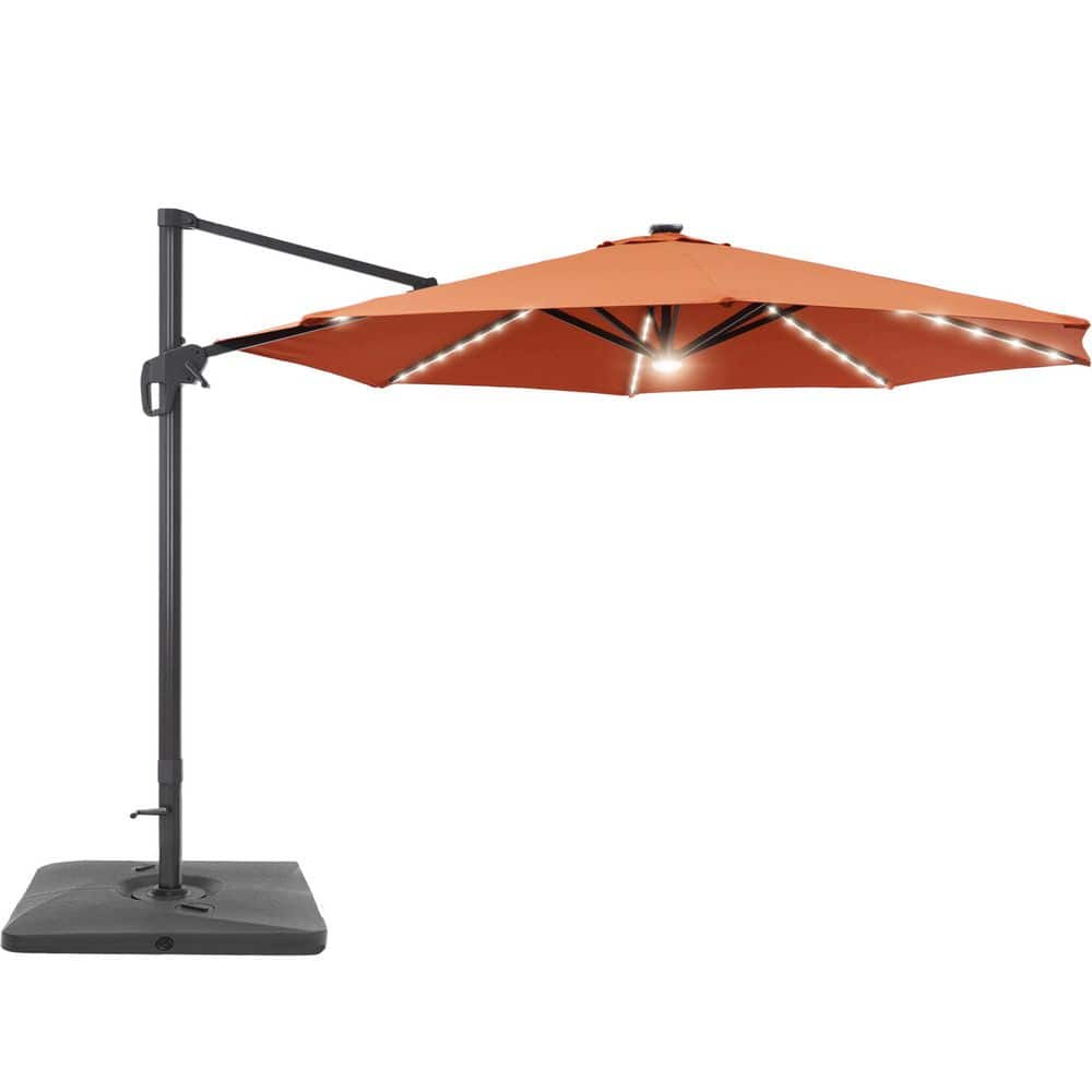 Sonkuki 11 ft. Round Solar LED Aluminum 360-Degree Rotation