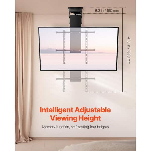 Motorized Ceiling TV Mount. For 32 to 70 in. TVs. Electric adjustable. Max VESA 24 x 24 in. Fits TVs up to 110 lbs.