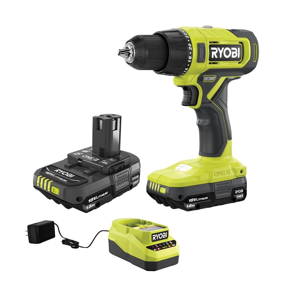 RYOBI ONE+ 18V Cordless 1/2 in. Drill/Driver Kit with (2) 1.5 Ah Batteries and Charger PCL206K2 The Home Depot