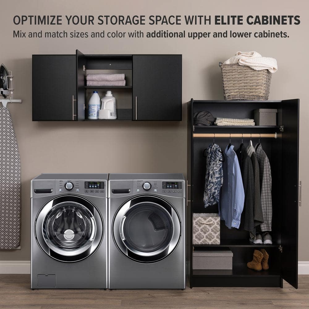 Elite 54" Black Laminated Wall Cabinet with Adjustable Shelving