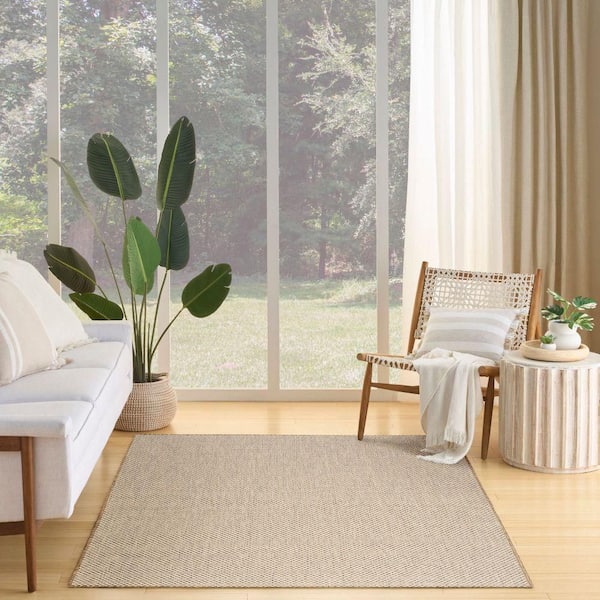 Courtyard Jute Ivory 6 ft. x 9 ft. All-Over Design Contemporary Area Rug