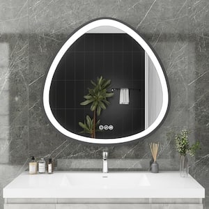 32 in. W x 32 in. H Oval Aluminum Framed LED Dimmable Wall Bathroom Vanity Mirror