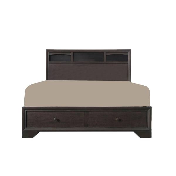 Homeroots Amelia Rich Espresso Finish, Home Depot Queen Bed Frame With Storage