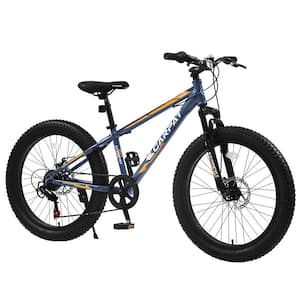 24 in. Mountain Trail Bike With 7 Speeds, Dual Disc Brake in Blue for Adult/Youth
