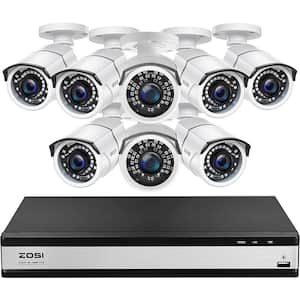 16-Channel 5MP-Lite 2TB DVR Outdoor Home Security Camera System with 8-Wired 1080p Bullet Cameras