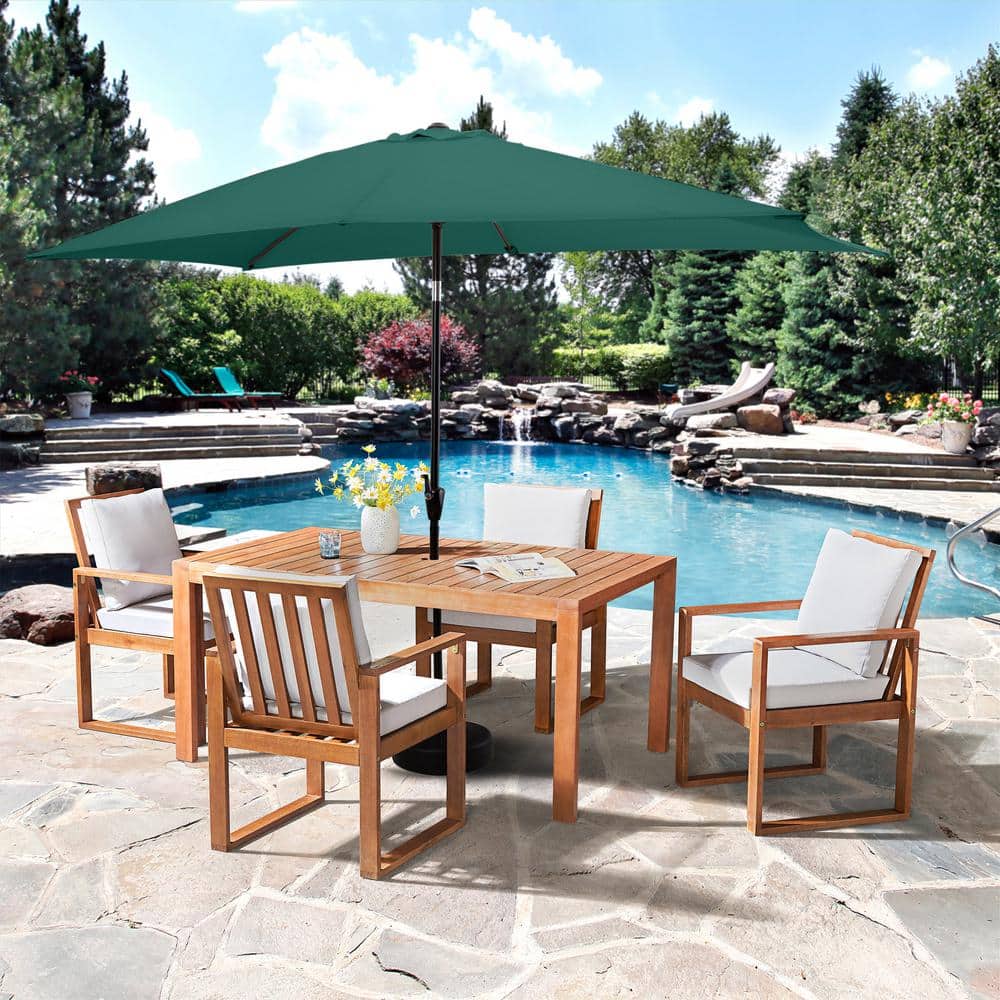 Weston 6-Piece Wood Outdoor Dining Table Set with 4-Chairs with Cushions, 10 ft. Rectangular Umbrella Hunter Green price history on PriceWatchPro