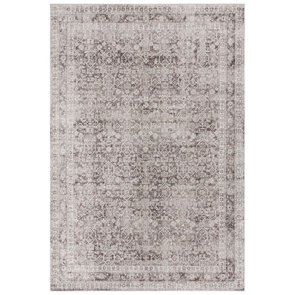Vintage Tabriz 9 ft. x 12 ft. Gray/Charcoal Distressed Ornate Border Area Rug