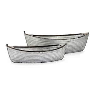 Silver Boat Planters (Set of 2)