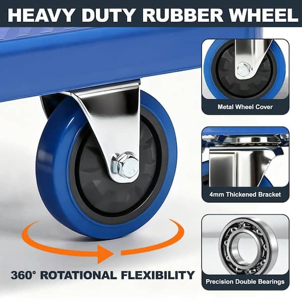 Huluwat Blue 1320 lb. D-Handle Foldable Push Hand Truck with 360