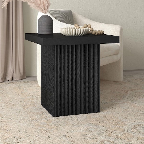 Torren 22 in. Black Grain Square MDF Top End Table