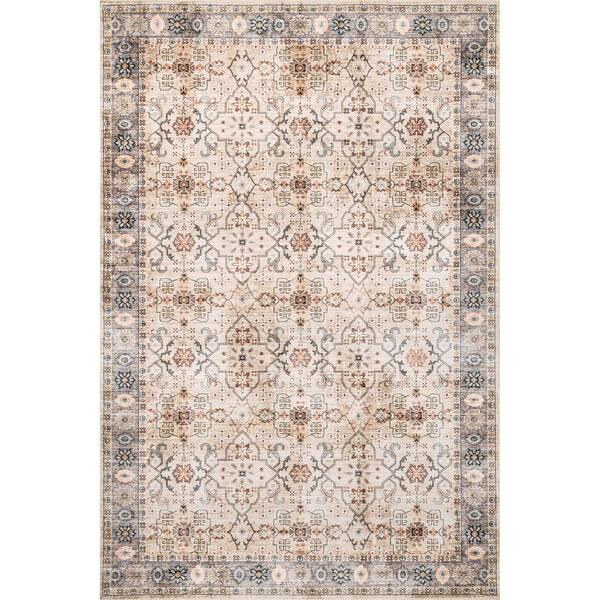Reviews for nuLOOM Annelle Floral Border Machine Washable Beige 4 ft. x