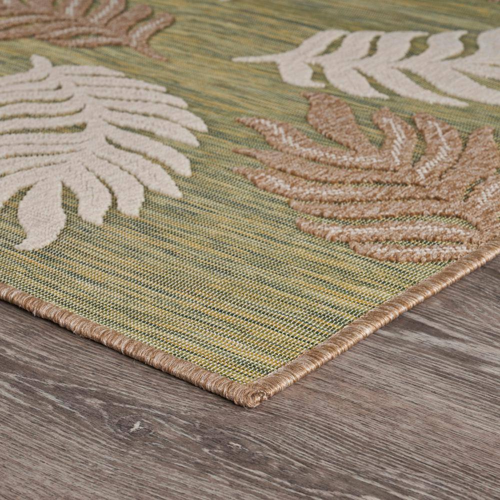 Clove Green and Beige Synthetic Palm Fronds 8' x 10' Area Rug