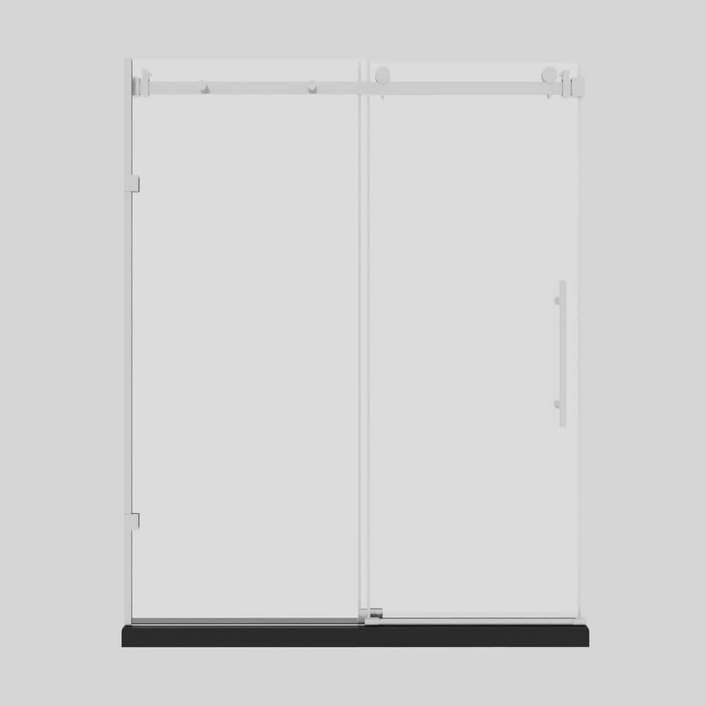 56 in. - 60 in. W x 76 in. H Sliding Framed Shower Door in Brushed Nickel w