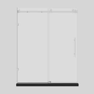 56 in. - 60 in. W x 76 in. H Sliding Framed Shower Door in Brushed Nickel with 3/8 in. (10mm) Clear Glass and Handle