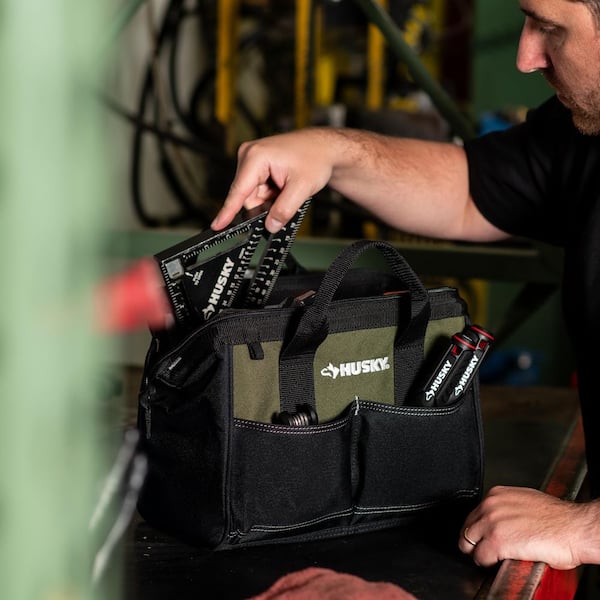 Husky Army Green 12 in. Tool Bag HD60012GR-TH - The Home Depot