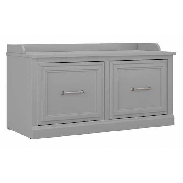 Woodland 21.02 in. H x 39.72 in. W Cape Cod Gray Shoe Storage Bench with Doors