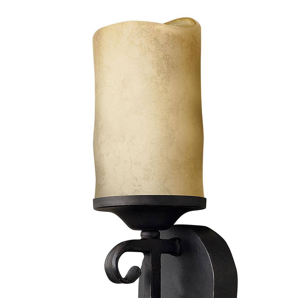 Olde Black 24" Rustic Wall Sconce with Antique Scavo Glass
