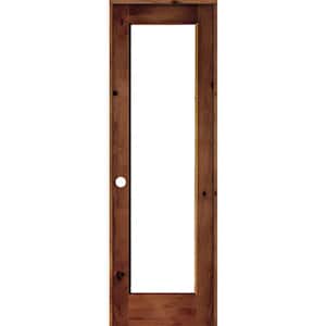 28 in. x 96 in. Knotty Alder Right-Hand Full-Lite Clear Glass Red Chestnut Stain Wood Single Prehung Interior Door