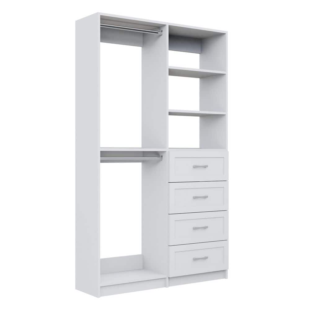 Alto 60.75 in. W White Shaker Double Hang and 4-Drawer Tower 10-Shelf Wood Closet System price history on PriceWatchPro