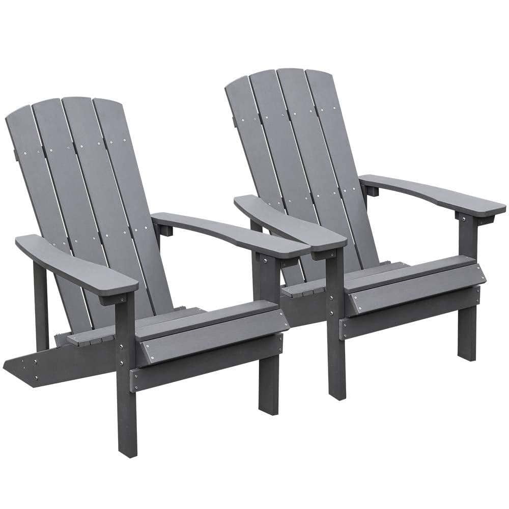 Sudzendf Modern Outdoor Gray Plastic Adirondack Chair (2Pack