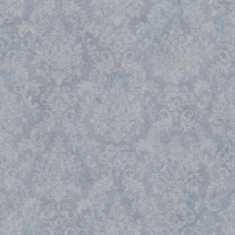 Special FX 2 Collection Blue Metallic Damask Vinyl on Non-Woven Non-Pasted 