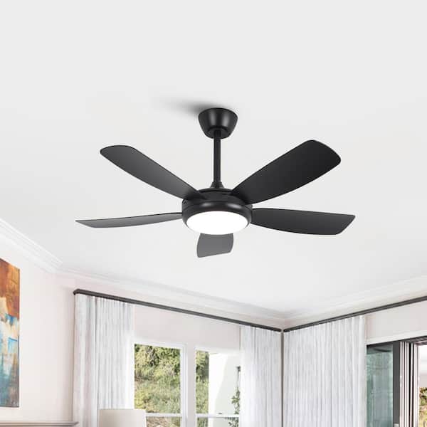 42 in. Indoor Integrated LED Matte Black Dimmable Downrod Mount Standard Ceiling Fan with Light and Remote Control