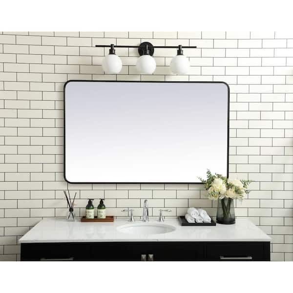 Timeless Home 48 in. H x 30 in. W Black Modern Soft Corner Rectangular Wall  Mirror WM1603048BK The Home Depot