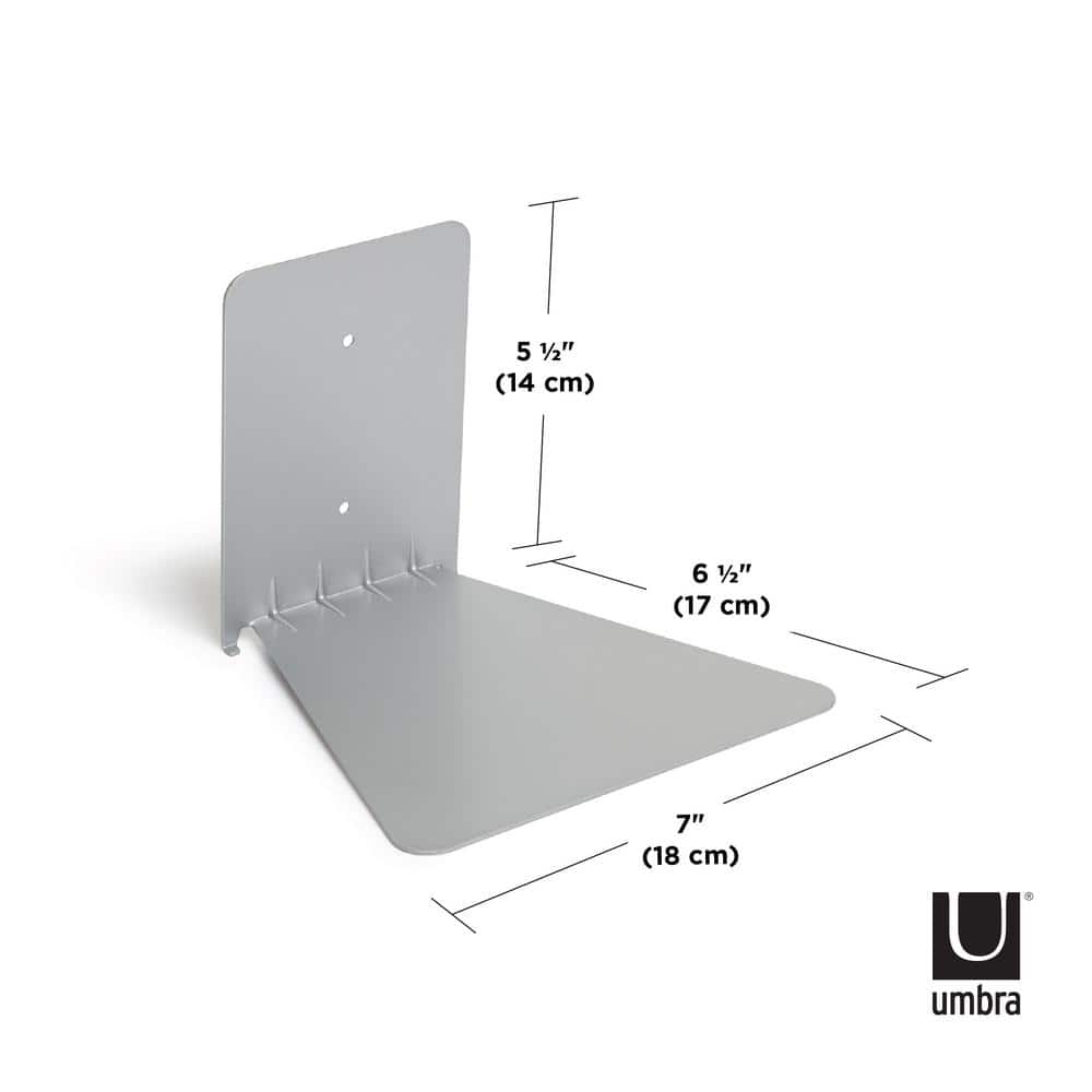 Large Silver Steel Floating Wall Shelf Set