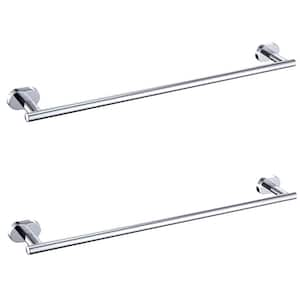 Bathroom 24 in. Wall Mounted Towel Bar in Stainless Steel Polished Chrome-2pack