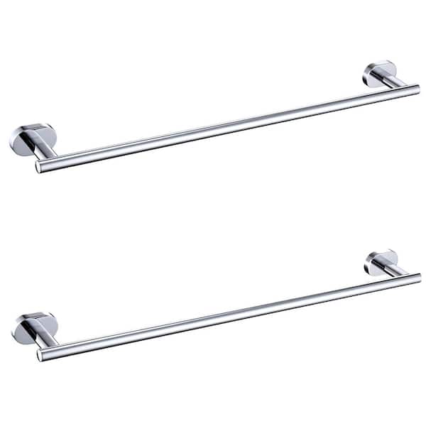 ruiling Bathroom 24 in. Wall Mounted Towel Bar in Stainless Steel Polished Chrome-2pack
