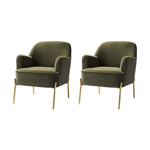JAYDEN CREATION Nora Modern Moss Velvet Accent Arm Chair Set of 2