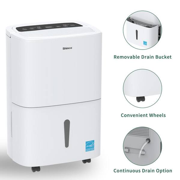 Shinco 150-Pint Dehumidifier for 7,000 sq. ft. White, with