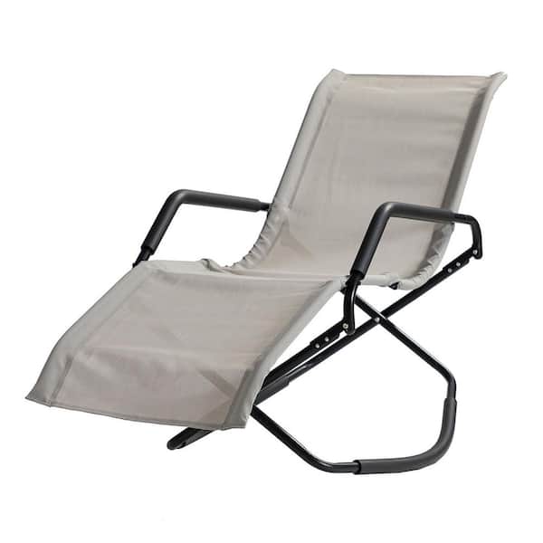 Tunearary Metal Outdoor Chaise Lounge Beach Folding Chair Gray