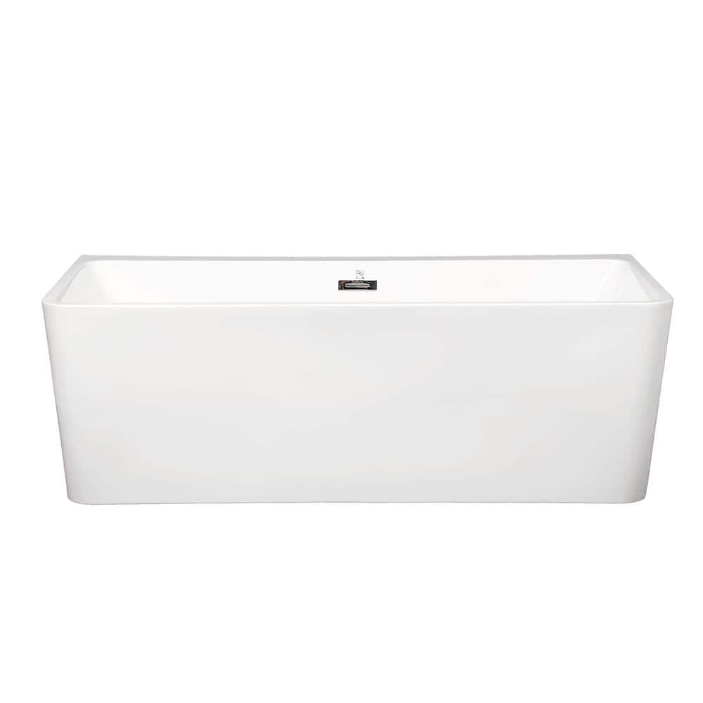 62.99 in. Acrylic Alcove Freestanding Flatbottom Soaking Bathtub in White