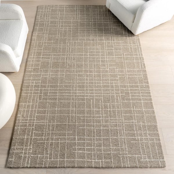 Aspyn Abstract Checked Sand 9 ft. x 12 ft. Indoor Area Rug