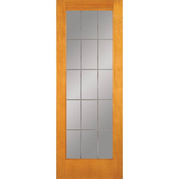 Feather River Doors 28 in. x 80 in. 15 Lite Illusions Woodgrain Unfinished Pine Interior Door Slab