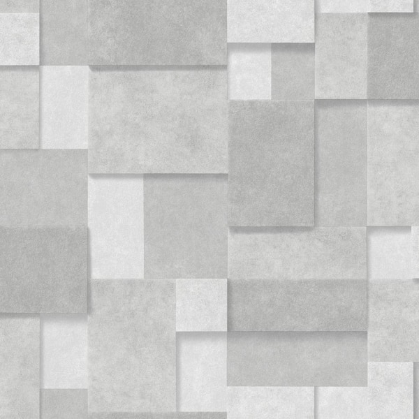 Decorline Duchamp Silver Patchwork Metallic Silver Wallpaper Sample