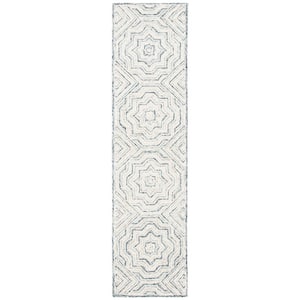 Capri Beige/Blue 2 ft. x 9 ft. Diamond Geometric Runner Rug