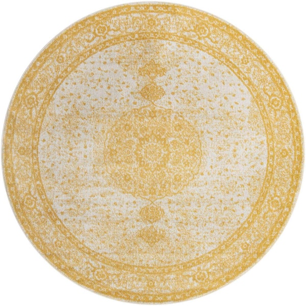 Bromley Midnight Yellow 8 ft. Round Area Rug