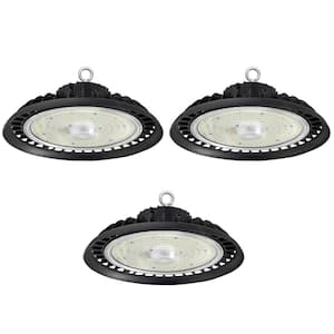 200W Integrated LED Dimmable Balck High Bay Light, 32000LM 5000K Daylight, Commercial UFO High Bay Light, IP65, (3Pack)