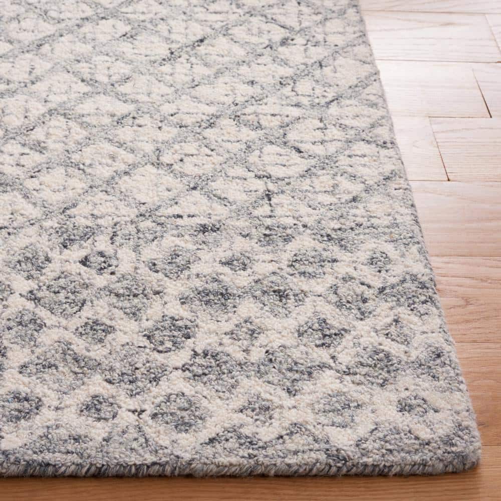 Gray Abstract Handmade Wool Tufted Area Rug