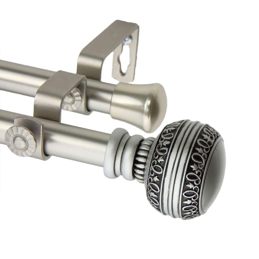 66 in. - 120 in. Telescoping Double Curtain Rod in Satin Nickel with Ornament Finial price history on PriceWatchPro