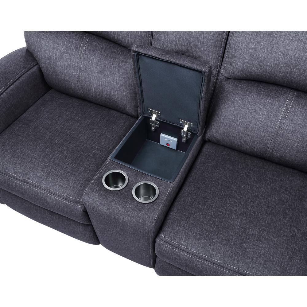Gray Fabric Track Arm Loveseat with Wood Frame