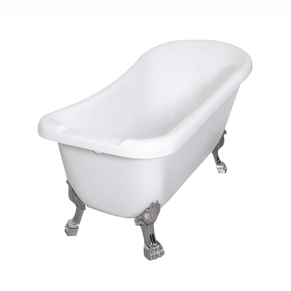 67'' White Acrylic Clawfoot Freestanding Bathtub