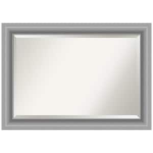 Medium Rectangle Peak Polished Silver Beveled Glass Casual Mirror (30 in. H x 42 in. W)