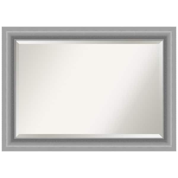 Amanti Art Medium Rectangle Peak Polished Silver Beveled Glass Casual Mirror (30 in. H x 42 in. W)