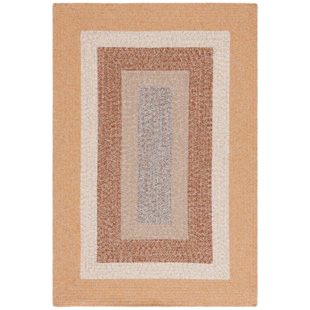 Braided Brown/Light Brown 3 ft. x 5 ft. Machine Washable Solid Striped Border Area Rug price history on PriceWatchPro