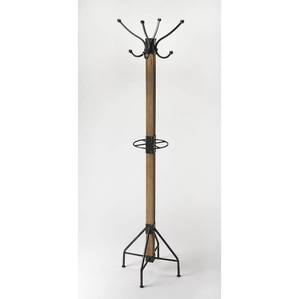 HomeRoots Charlie 74 in. Brown Freestanding with Umbrella Holder